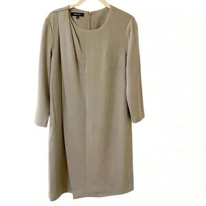 Lafayette 148 Light Gray Dress Medium Front Flowing Piece Warm Wool Office